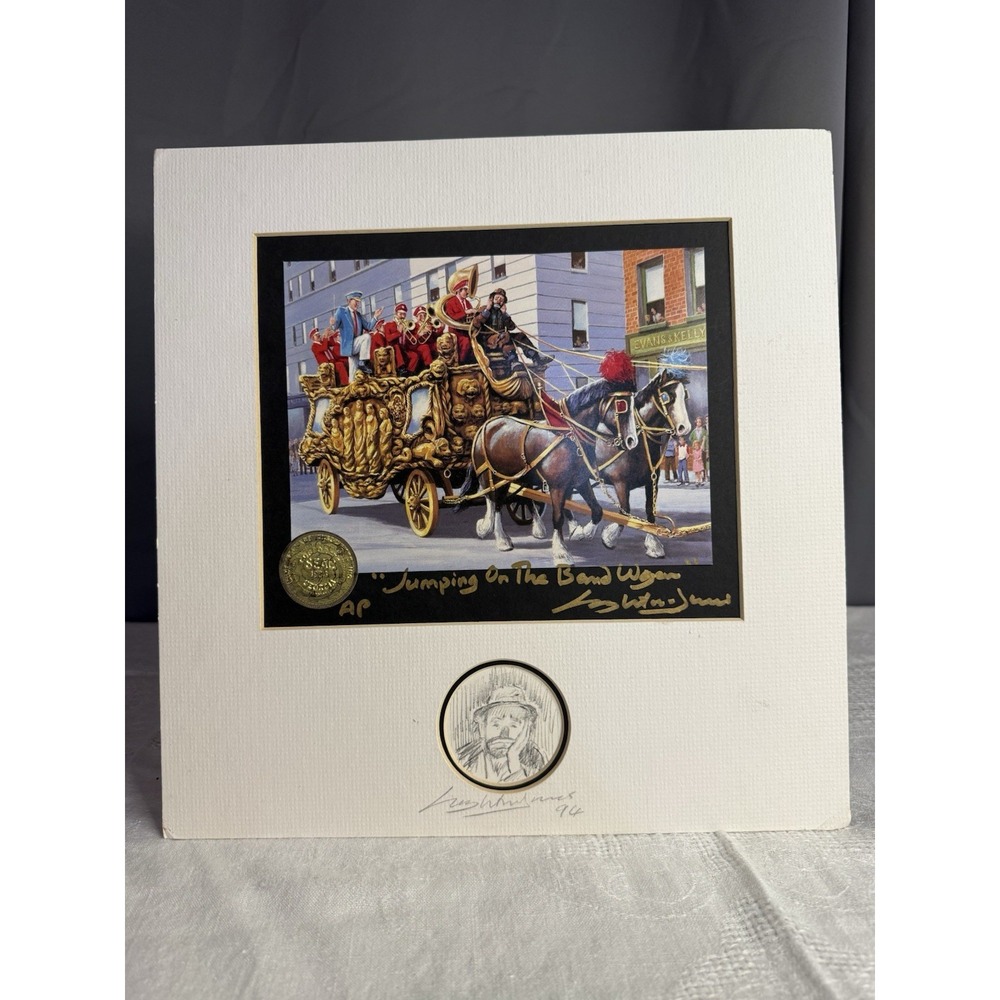 Emmett Kelly Original Circus Collection signed print "The Band Wagon"